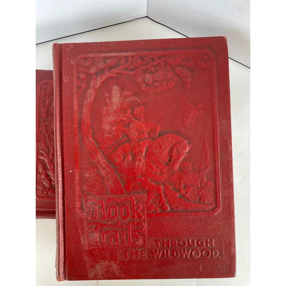 Book Trails 1946 Vintage Hardcover 8 Volume Set Child Development Inc Red